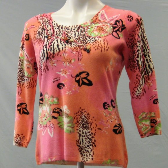 Elizabeth New York Pink Embellished Sweater Small - Picture 5 of 5